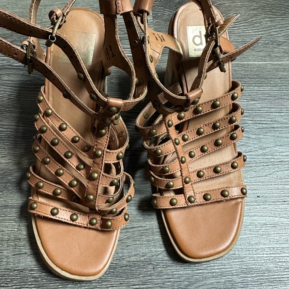Dolce Vita Brown Gladiator Sandals with Studs